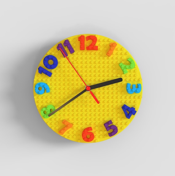 Round Rainbow Clock Building Bricks Etsy