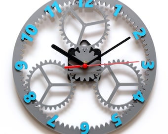 Gears & Cogs Wall Mounted Clock - Custom Colours!