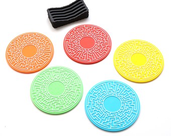 Puzzle Pattern Drinks Mat Coaster Set of 5