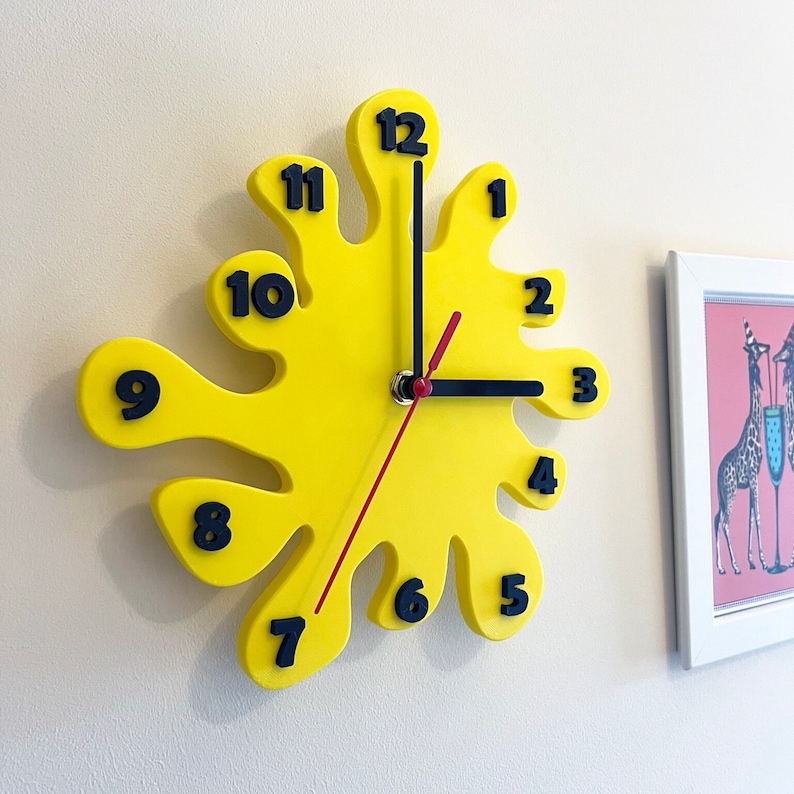 Paint Splat Clock Wall Mounted Colourful - Etsy
