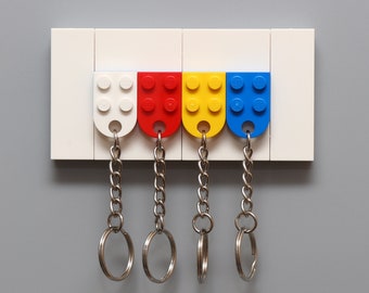 Llavero con placa LEGO®, colgador de llaves pequeño para montaje en pared, llavero con soporte para almacenamiento