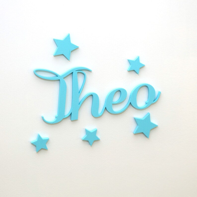 Theo Lettering Personalised Script Door Wall Name Sign Plate Plaque Bedroom Play Room ...