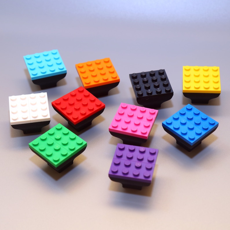 Assiette carrée Décoration de chambre d'enfants Placard Lego Tiroir Bouton de porte Poignée image 1