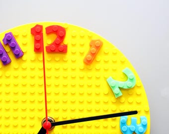 Colourful Round LEGO® Compatible Wall Clock