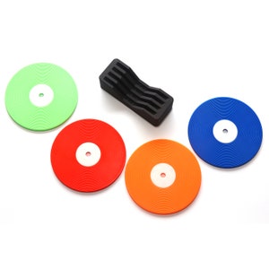 Vinyl Record LP Coaster Set of 4 with Holder - Colourful