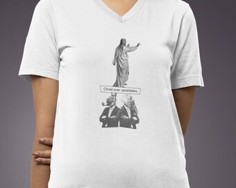 Christ Over Candidates: V-neck Unisex Tee