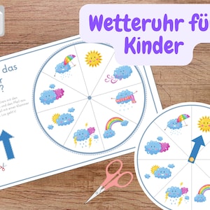 Roda meteorológica para crianças Montessori, jardim de infância, escola, roda meteorológica, relógio meteorológico, disco meteorológico, download digital, aprender o clima, vestir-se adequadamente
