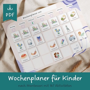 Planejador semanal para crianças, cartões de rotina, plano semanal, rotina diária, calendário Montessori, rotina diária para crianças, plano diário PDF, personalizável