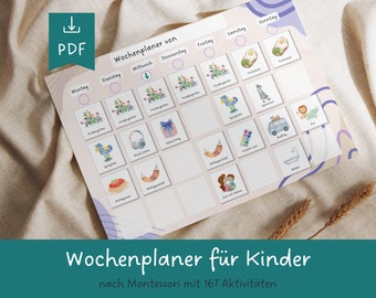 Weekly planner for children, routine cards, weekly plan, daily routine, Montessori calendar, daily routine child, daily plan PDF, personalisable