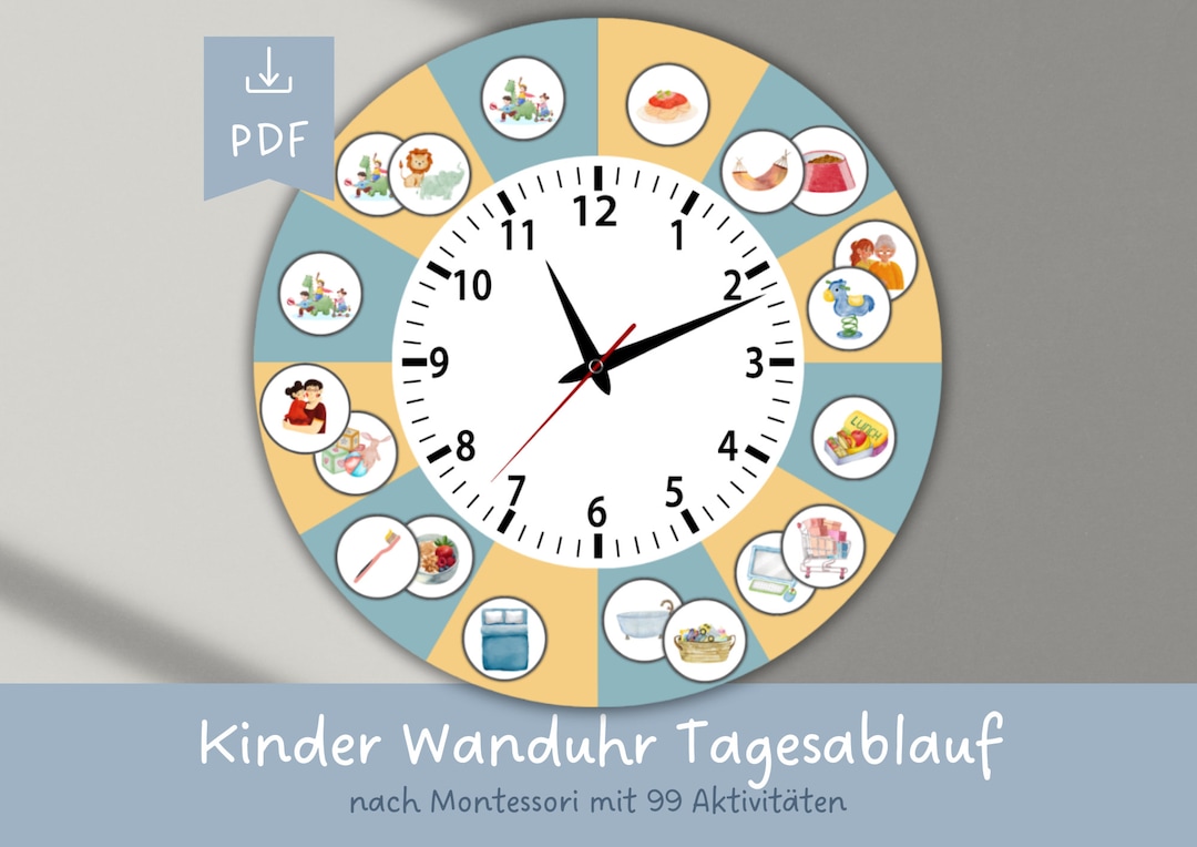 Children's Wall Clock, Children's Daily Routine, Children's Daily