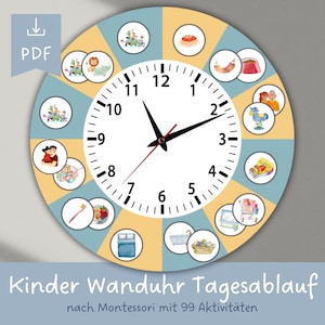 Children&#39;s wall clock, children&#39;s daily routine, children&#39;s daily routine, children&#39;s clock, Montessori clock, learning clock, children&#39;s room clock, kindergarten, preschool