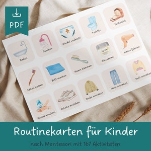 Routineplan Kinder, Routinekarten Kinder, Montessori Kalender, Wochenplaner für Kinder, Tagesablauf Kind, Tagesplan PDF, Tagesroutine