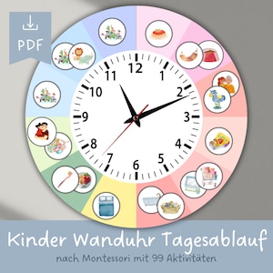 Children&#39;s wall clock, children&#39;s daily routine, children&#39;s daily routine, children&#39;s clock, Montessori clock, learning clock, children&#39;s room clock, kindergarten, preschool