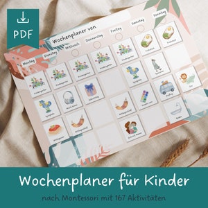 Planejador semanal para crianças, cartões de rotina, plano semanal, rotina diária, calendário Montessori, rotina diária para crianças, plano diário PDF, personalizável