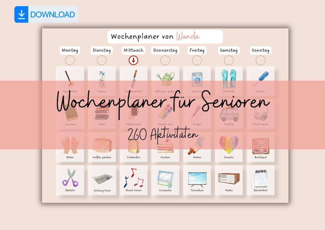 Weekly Planner Seniors Dementia, Routine Care Seniors, Routine Cards