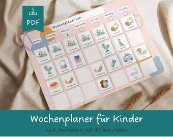 Weekly planner for children, routine cards, weekly plan, daily routine, Montessori calendar, daily routine child, daily plan PDF, personalisable