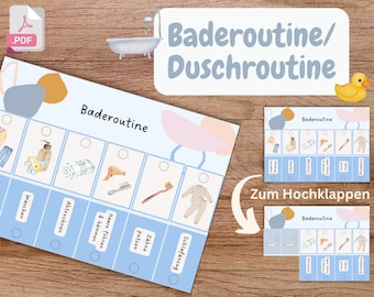 Routine plan for children, bath routine, evening routine children, Montessori routine, weekly plan children, bath routine, digital planner, German