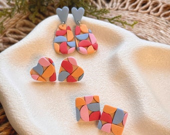 Bauhaus-Inspired Geometric Dangle Earrings - Modernist Abstract Studs - Artisan Crafted, Minimalist Design Jewelry - Unique Gift for Her