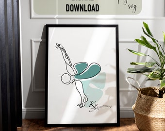 Botanical Yoga Pose Line Art Print: Minimalist Yoga Room Decor (Digital Download)