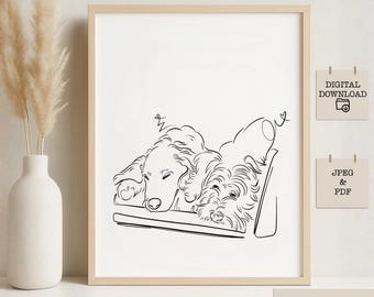 Regalos para la pérdida de una mascota, retrato personalizado de mascota, dibujo minimalista de un perro o gato a partir de una foto, ilustración personalizada de una mascota, regalo conmemorativo para una mascota.
