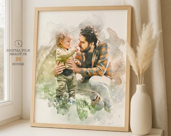 Personalized Watercolor Portrait from Photo: Custom Family Illustration (Digital Download