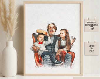 Custom Watercolor Couple Portrait, Minimalist Family Drawing (Digital Download)