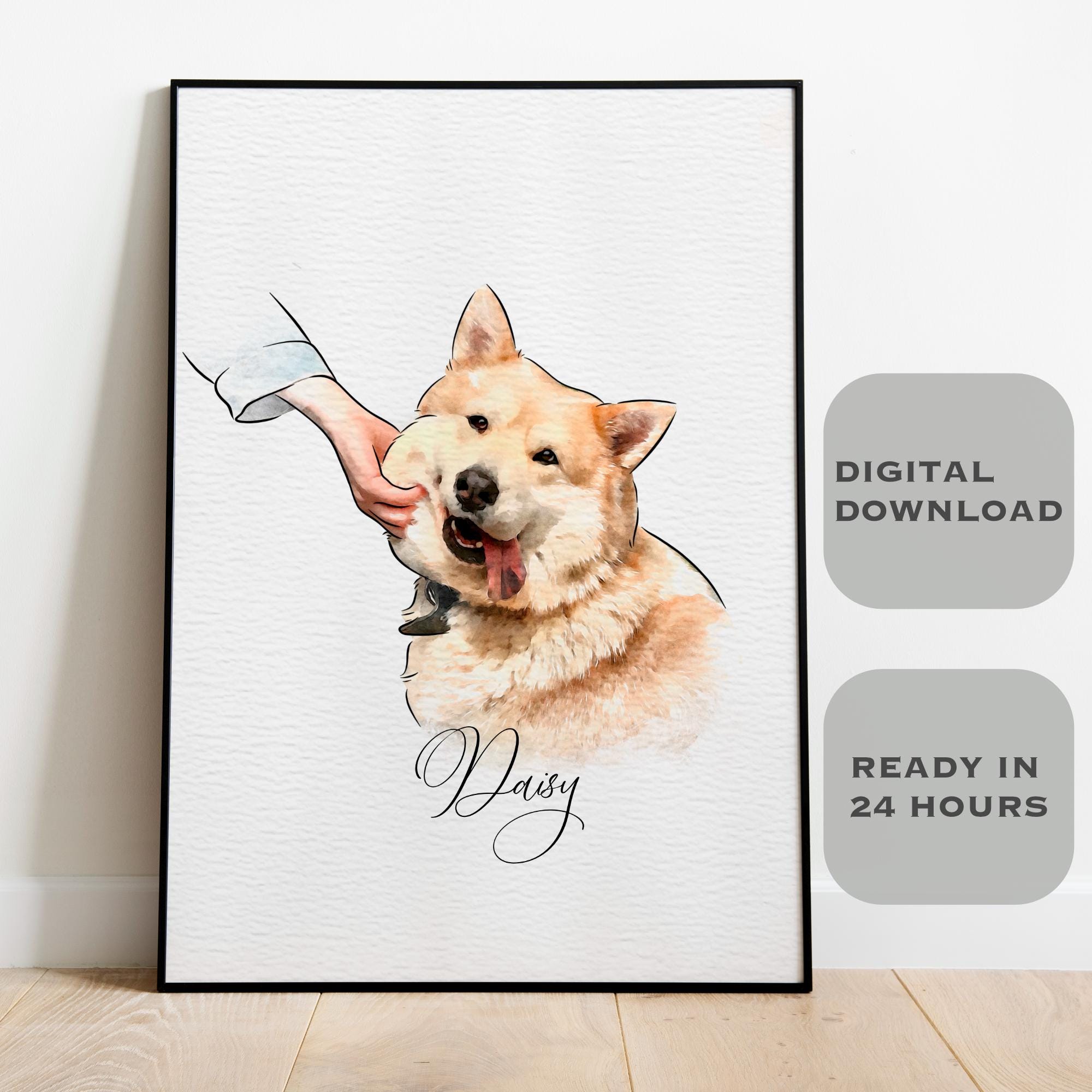 Custom Pet Portrait | Watercolor Dog & Cat Painting, Christmas Gift for ...