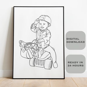 Personalized Kids Drawing Portrait, Custom line drawing from photo, custom kids portrait, Custom Family Gift, Line art portrait from photo