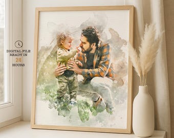 Custom Watercolor Portrait from Photo | Couple, Family & Pet Gift | Anniversary, Wedding, Mother’s Day gift