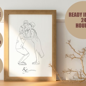 Line drawing from photo,Custom Anniversary gift,Couples portrait,Line drawing portrait,Line art portrait, birthday gift, wedding gift
