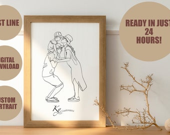 Line drawing from photo,Custom Anniversary gift,Couples portrait,Line drawing portrait,Line art portrait, birthday gift, wedding gift