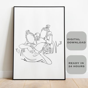 Line drawing from photo, personalized line art,Custom Family Gift,Couples portrait,Line drawing portrait,anniversary gift, one line drawing