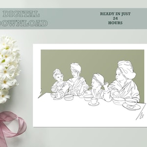 Custom line drawing,personalized line art portrait,Custom Family Gift,Couples portrait, Custom birthday gift,Line art portrait from photo,