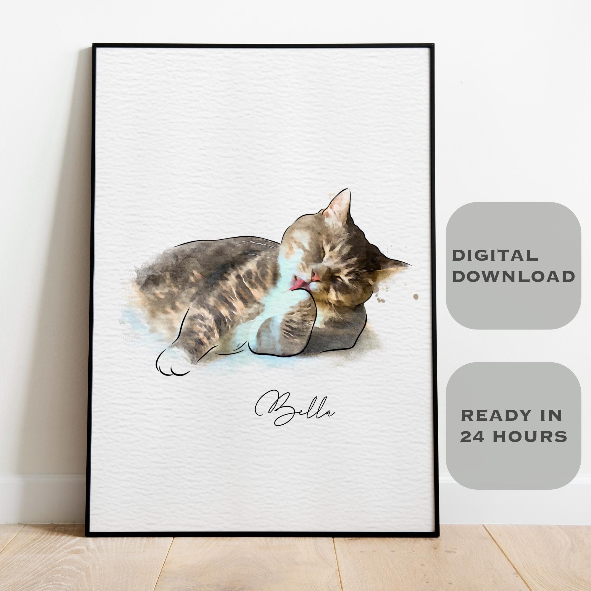 Custom Pet Portrait | Watercolor Dog & Cat Painting, Christmas Gift for ...