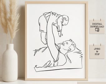 One line drawing, custom portrait from photo, minimalist family or couple wall art, digital line art, anniversary gift for him or her,
