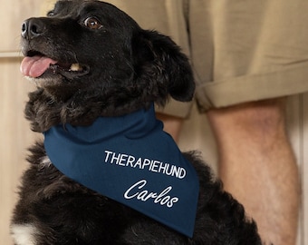 personalisiertes Halstuch für Hunde, Hundename, Therapiehund, Hundemensch, Halstuch, bunt, Hundehalstuch, Halstuch mit Namen,