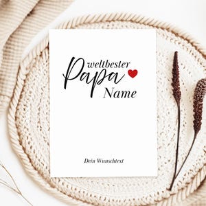 Personalisierte Karte Weltbester Papa | Postkarte | Wunschtext & Name | ein- oder beidseitig bedruckt | Vatertag | Geburtstag  | Grußkarte