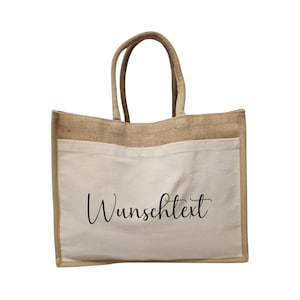 Personalisierte Jutetasche – 3 Größen – Wunschtext, Motiv, Logo – farbig bedruckbar – Geschenkidee für jeden Anlass