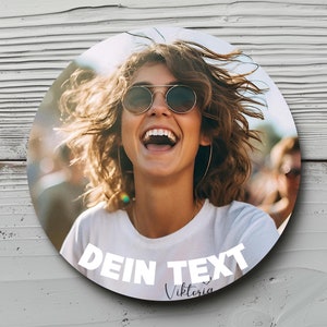 Personalisierte Aufkleber mit Foto und Wunschtext, 4 cm rund, wasserfest, personalisierte Sticker,