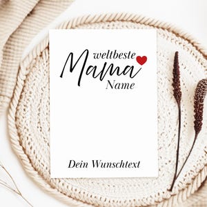 Personalisierte Karte Weltbeste Mama | Postkarte | Wunschtext & Name | ein- oder beidseitig bedruckt | Muttertag | Geburtstag  | Grußkarte