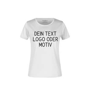 Damen T-Shirt personalisiert – mit Foto, Text oder Logo – Schwarz/Weiß/Olive – Wunschmotiv gestalten – Geschenkidee individuell bedruckt
