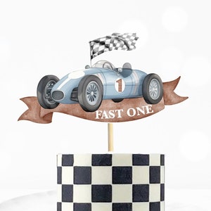 Printable Fast One Cake Topper, centrepiece, Race Car 1st birthday, Car Party Favors, First birthday, Boys Cake topper, race car theme 543