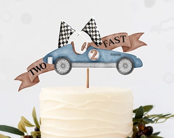 Printable Two Fast Cake Topper, centrepiece, Race Car 2nd birthday, Car Party Favors, 2nd birthday, Boys Cake topper, race car theme 188