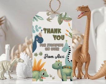 Editable Boys Dinosaur Favor Tags Gift Tag Labels Dino Mite Party Tags Boys dinosaur theme decor Instant Download Corjl Template 524