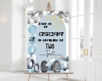 Editable Race Car Sign, Boys Birthday Sign, Two Fast Birthday , Welcome Sign, Race Car party 2nd Birthday Sign Template PRINTABLE Corjl 352