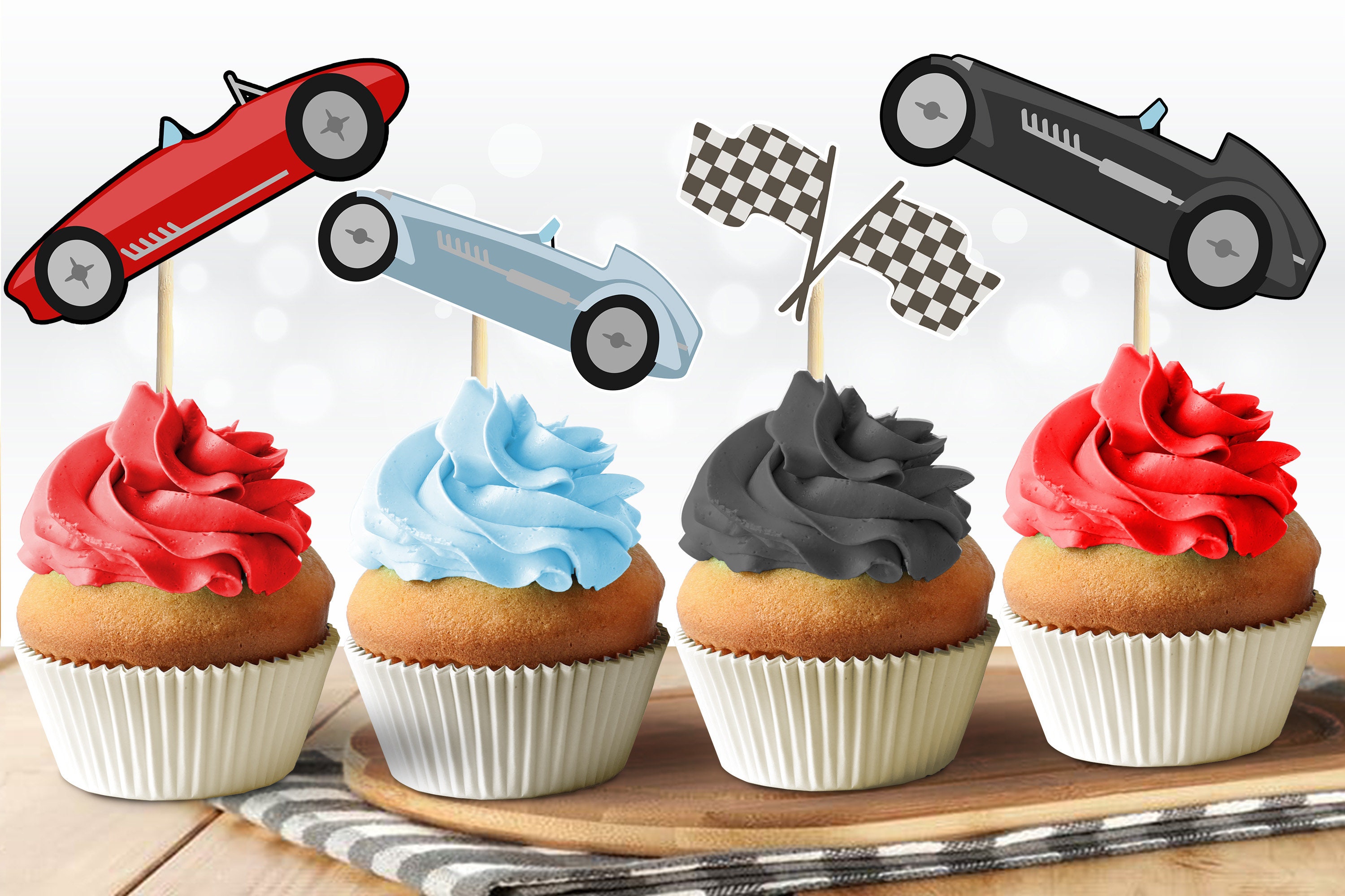 Printable Race Car Cake Topper Party Favor Boys Birthday Party Etsy
