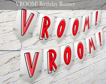 Printable VROOM Happy Birthday Banner Printable Bunting Race Car party Decor instant digital decor DIY 83