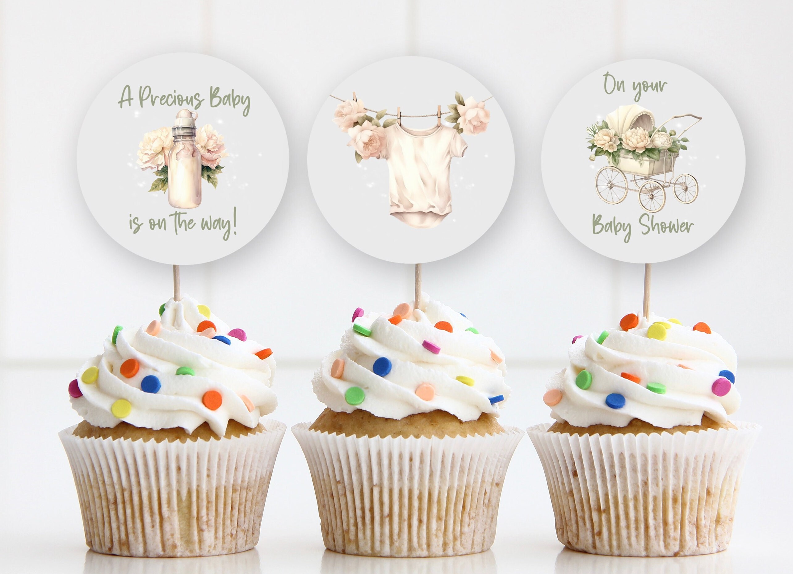 Printable Baby Shower Cake Toppers, Precious Baby, Baby Shower Cake ...