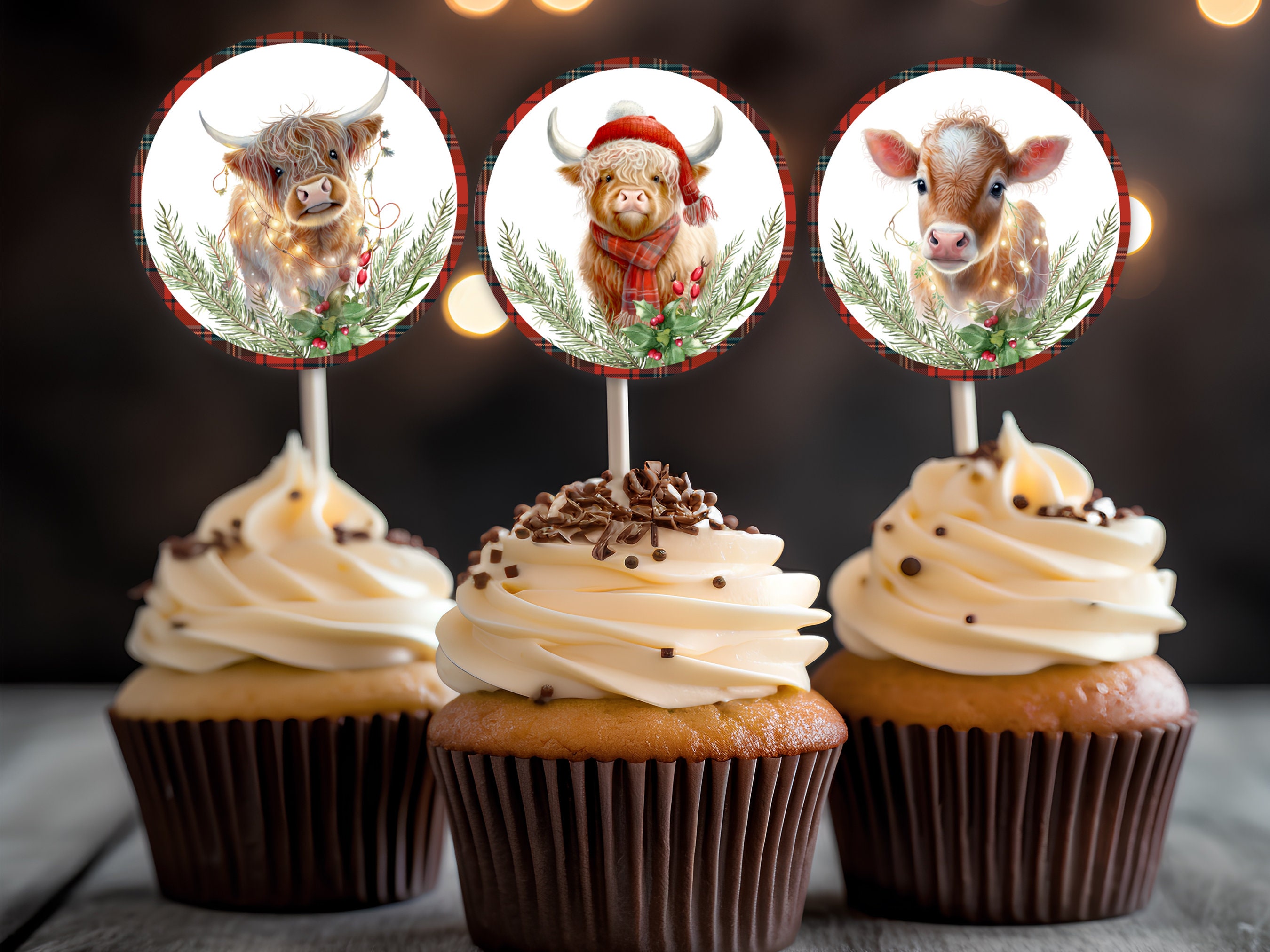 Printable Highland Cow Cake Toppers Christmas Cake Toppers, Birthday ...