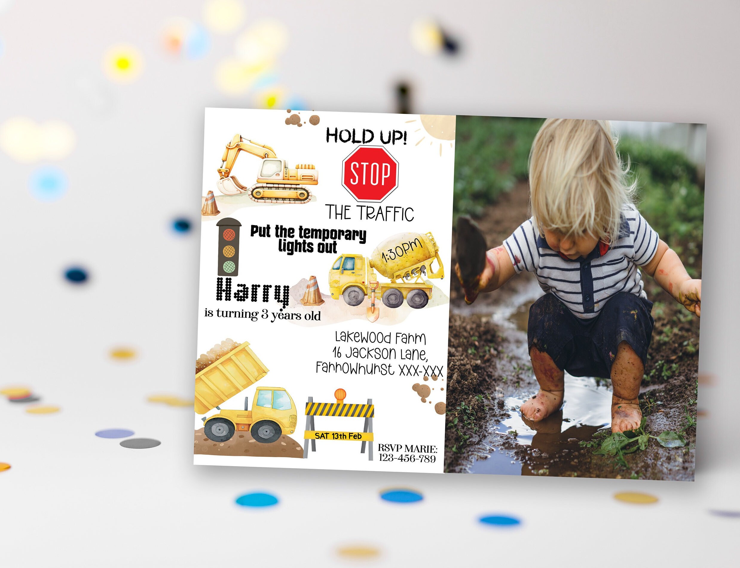 Editable Boys Party Invitation Construction Birthday Invitation Dump ...
